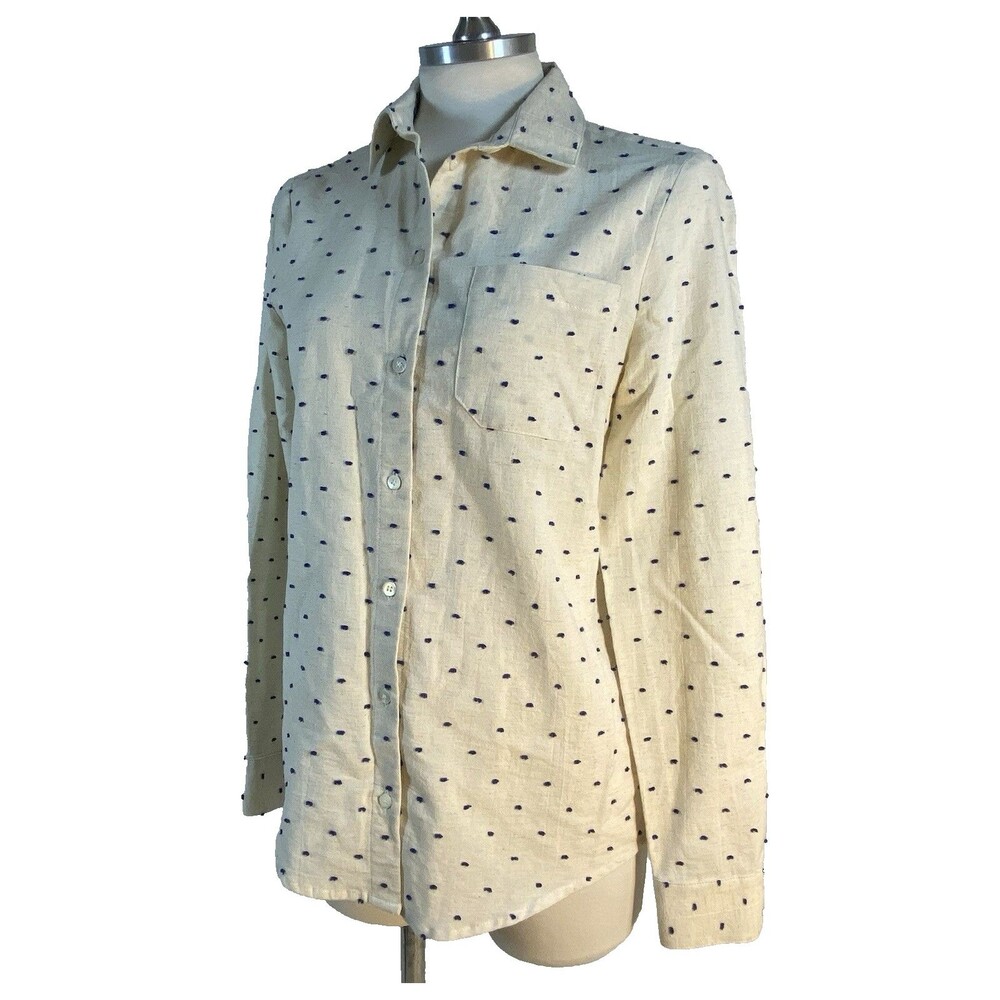 Sézane sz 0 US Plumetis Tomboy Button Up Shirt